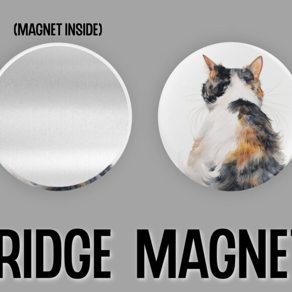 Calico Cat Fridge Magnets Set Of 6 Metal Magnets For Home Office Kitchen School - Picture 3 of 6